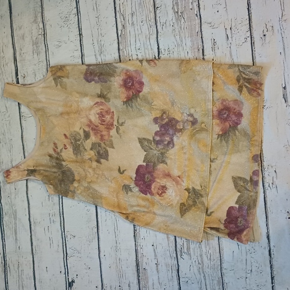 Jeffrey & Dara Evenings Tom Bara Vintage Gold Floral Grape Print Sheath Dress XL